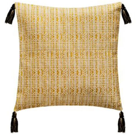 Housse de Coussin "4 Pompons" 40x40cm Ocre