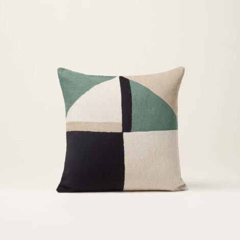 Housse de coussin 40x40 cm MADURA - Vert de gris et noir - TRIAGO