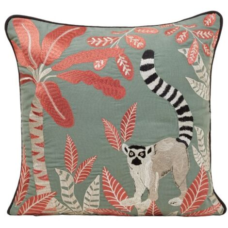 Housse de coussin 40x40 cm MADURA - Vert et orangé - MADAGASCAR