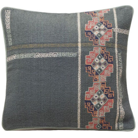 Housse de coussin 40x40 cm MADURA - Vert grisé et multicolore - IZTEL