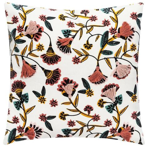 Housse de coussin 40x40 Gypsy pompon - Blanc