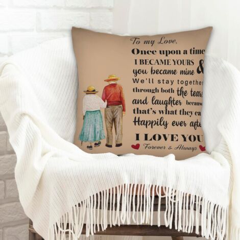 Housse de coussin 45x45 cm carrée rustique pour cadeaux pour petite amie et petit ami