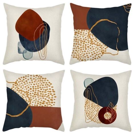 Housse de coussin 45x45 Lot de 4 housses de coussin de canapé Coussins décoratifs Motif géométrique Ensemble de coussins de canapé