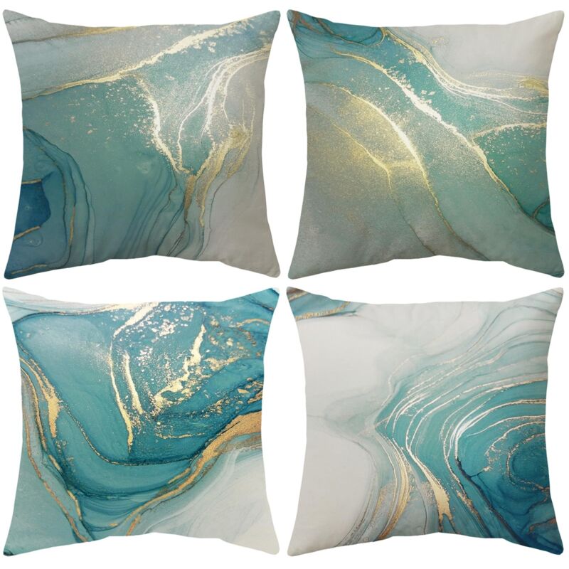 Housse de Coussin, 45x45 Lot de 4 Housses de Coussin Taie d'oreiller Décoratif Canapé pour Chambre, Chaise, Lit,Jardin (Plage-Velours)