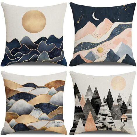 Housse de coussin - 45x45cm - Lot de 4 - Coton et lin - Doux et décoratif