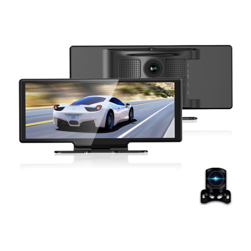 LIFCAUSAL Caméra Voiture 4K avec Écran Tactile 10,26 Pouces Enregistreur Avant/Arrière, Compatible CarPlay/Android Auto, WiFi Intégré