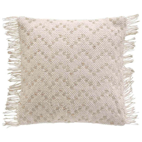 Housse de Coussin à Franges "Ikat" 40x40cm Naturel