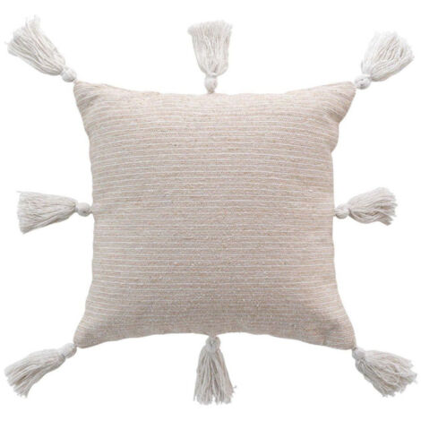 Housse de Coussin à Pompons "Ines" 40x40cm Beige