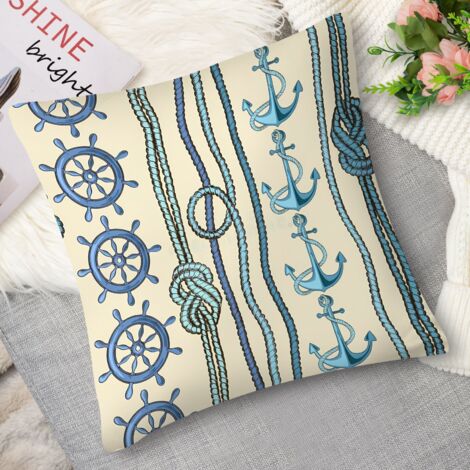 Housse de coussin ancre vintage, marin classique