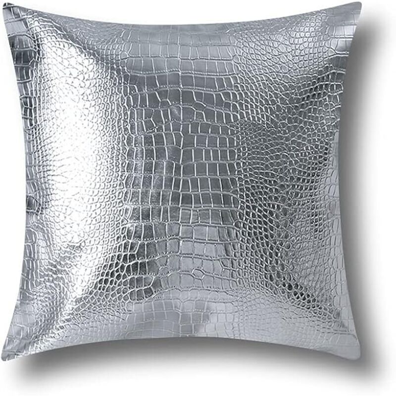 Housse de Coussin Argentée 45x45cm, Double Face, Style Moderne pour Canapé et Salon, Décoration Élégante