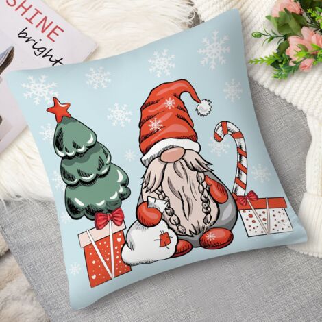 Housse de coussin aurore boréale, gnome