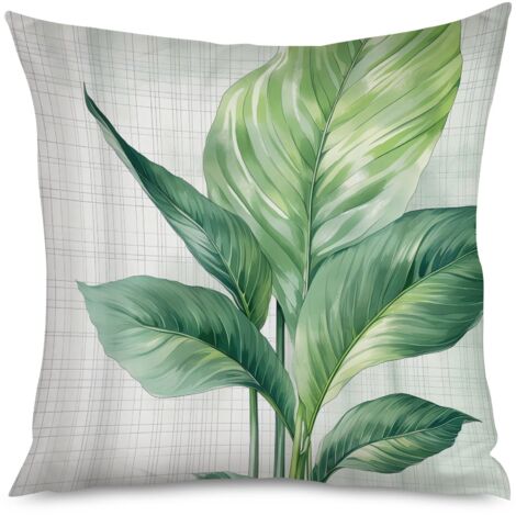 Housse de coussin avec feuilles de philodendron, 50x50 cm
