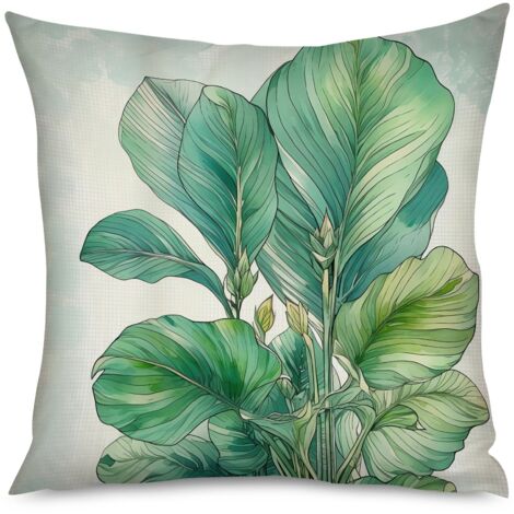 Housse de coussin avec motif feuilles de palmier, 50x50 cm