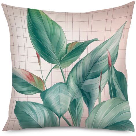 Housse de coussin avec motif feuilles d'eucalyptus