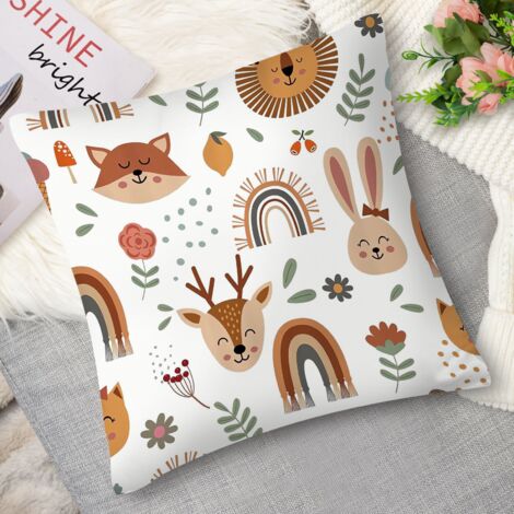 Housse de coussin bébés animaux, craquant