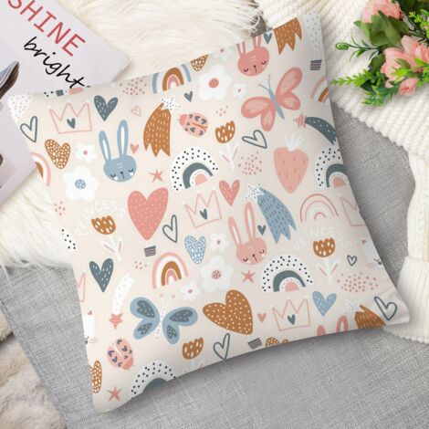 Housse de coussin bestiaire mignon, coloré