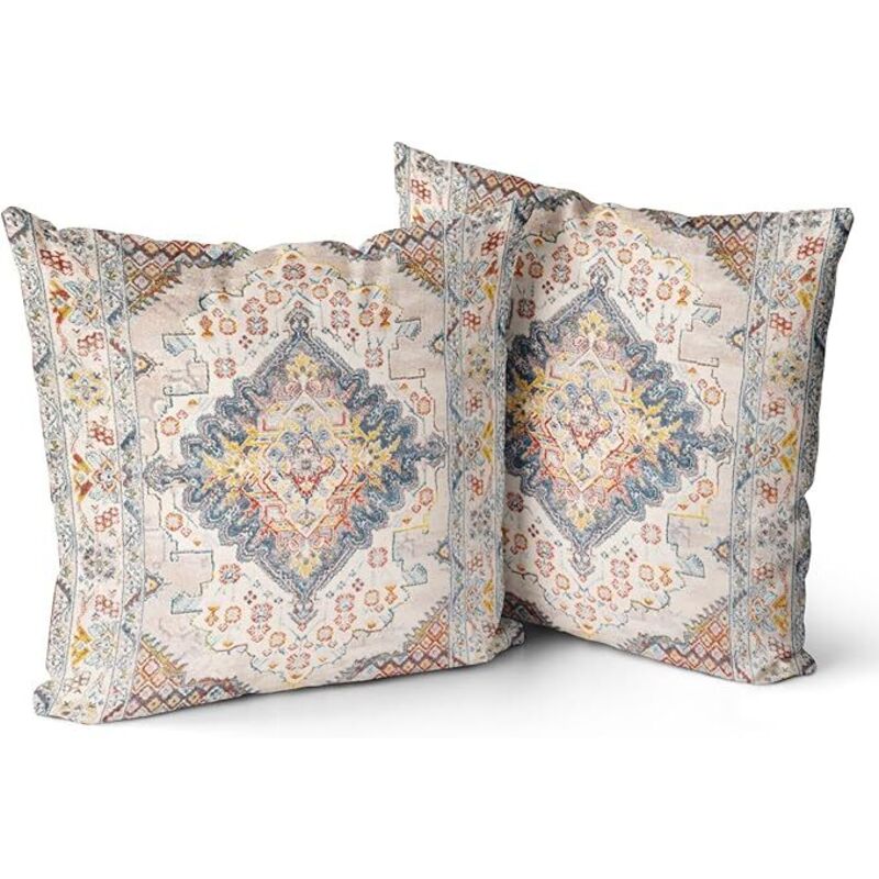 Housse de Coussin Bohème, Fleur Vintage, 18x18 Pouces, Set de 2, Décoration Salon, Chambre, Canapé