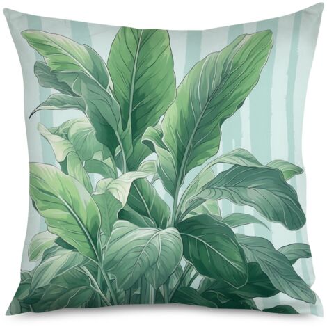 Housse de Coussin Botanique, Motif Plantes Vertes