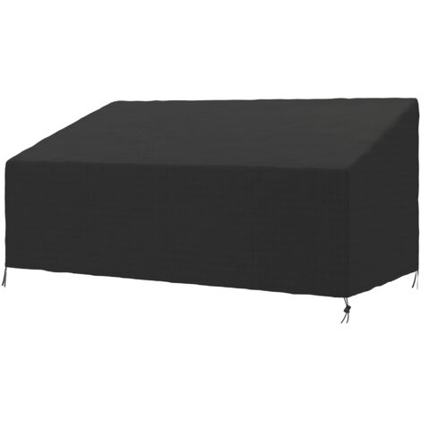 Housse de coussin Canapé extérieur imperméable 3 places, banc de jardin tissu oxford 600D, 218 x 111 x 63/101 cm, noir