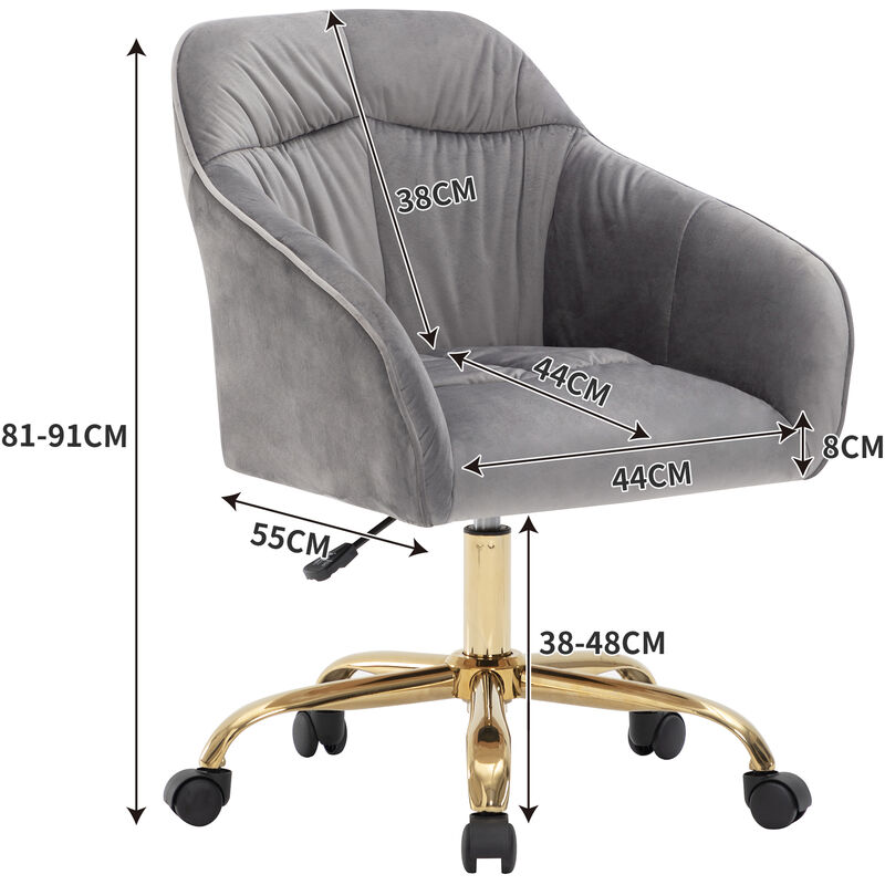 Chaise pivotante (1 pc), réglable en hauteur, respirante, Avec dossier et accoudoirs et roulettes,pivotant à 360°, Chaise pivotante avec pied