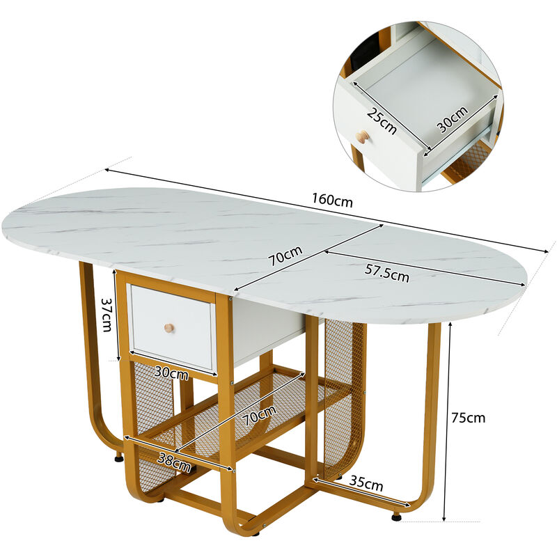 L&h-cfcahl - Table de salle à manger pliante, Table de salle à manger extensible, Table de salle à manger extensible multifonctionnelle, Table de