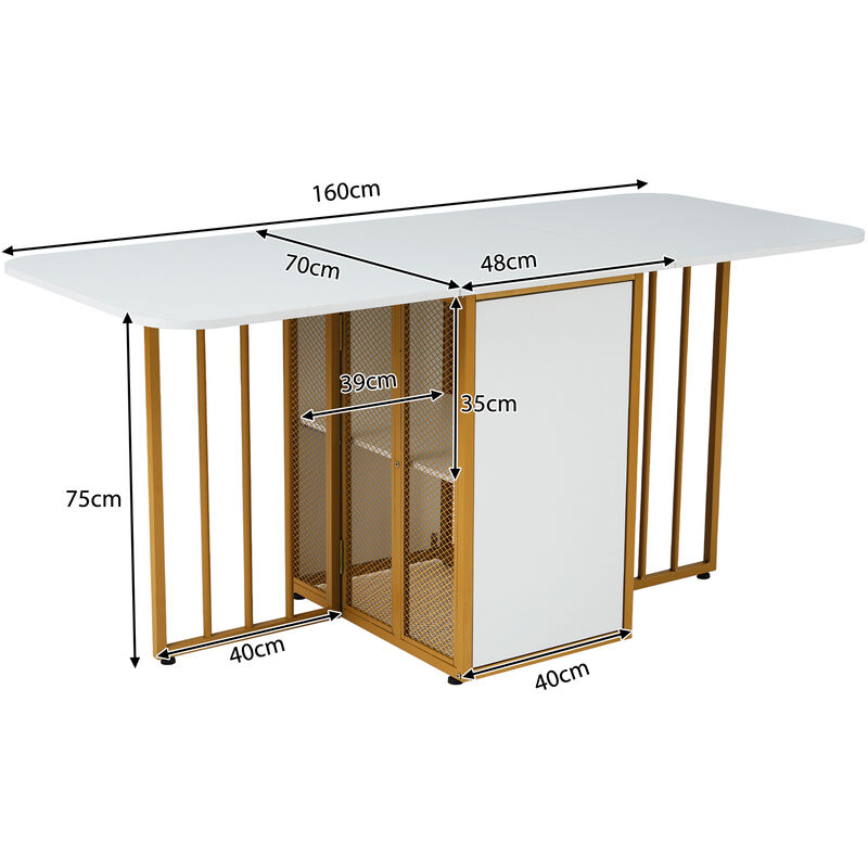 Table de salle à manger pliante, Table de salle à manger extensible multifonctionnelle, Table de salle à manger mobile, Table de salle à manger