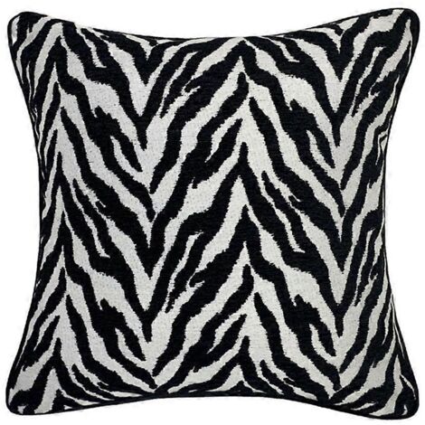 Housse de coussin carrée décorative, taie d'oreiller géométrique moderne noire et blanche pour lit ou canapé