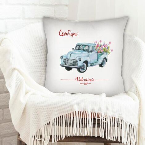 Housse de coussin carrée standard 45x45cm déhoussable pour couple mère père famille amis amoureux animaux de compagnie
