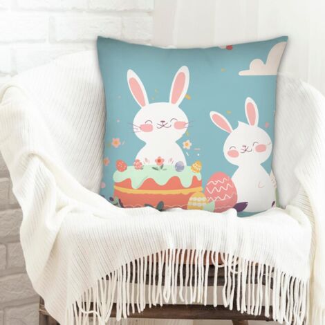 Housse de coussin carréeléger pour canapé, lit, chaise décoratif de ferme pour Pâques
