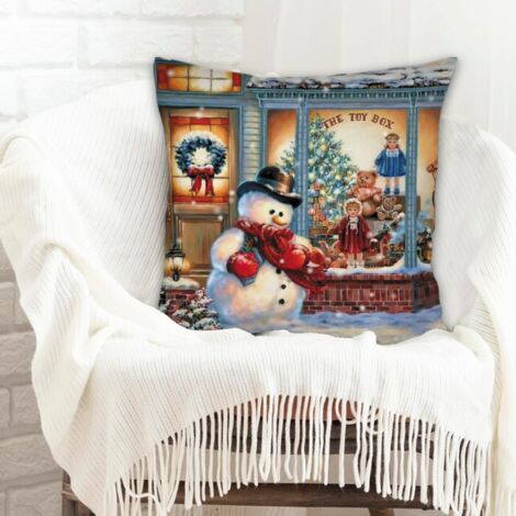 Housse de coussin carréerésistant au lavage pour canapé fauteuil lit chaise décoratif de ferme