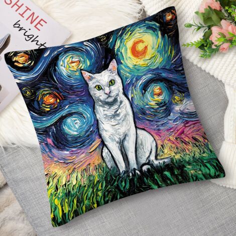 Housse de coussin chat et chien kawaii