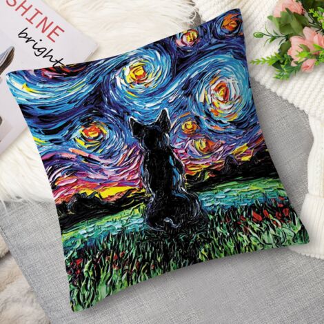 Housse de coussin chat et plantes