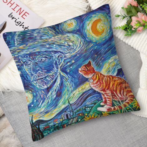 Housse de coussin chat joueur, espiègle
