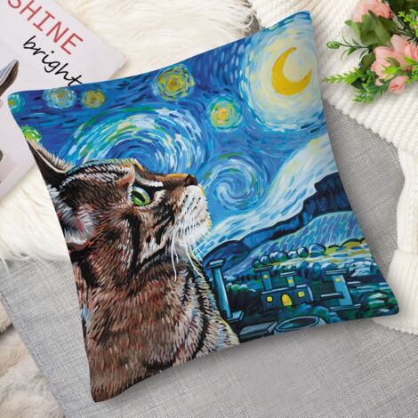 Housse de coussin chat roux, élégant