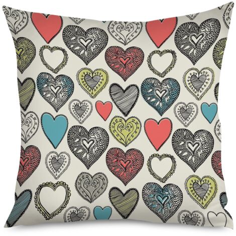 Housse de coussin cœurs et papillons, léger