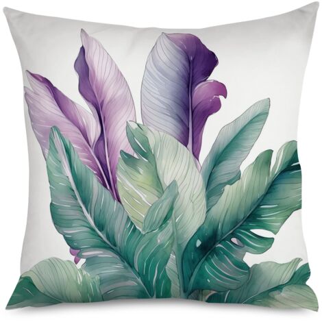 Housse de coussin, Coussin décoratif feuilles de bambou, 50x50 cm, élégant