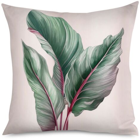 Housse de coussin, Coussin décoratif feuilles de taro, 50x50 cm, tendance