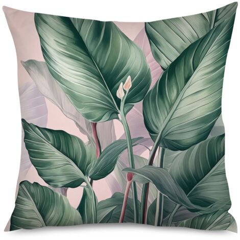 Housse de coussin, Coussin décoratif feuilles de vigne, 50x50 cm, chic