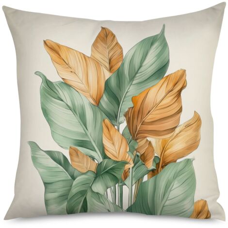Housse de coussin, Coussin décoratif imprimé feuilles de lierre, 40x40 cm