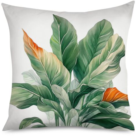 Housse de coussin, Coussin feuilles exotiques, style scandinave, 50x50 cm