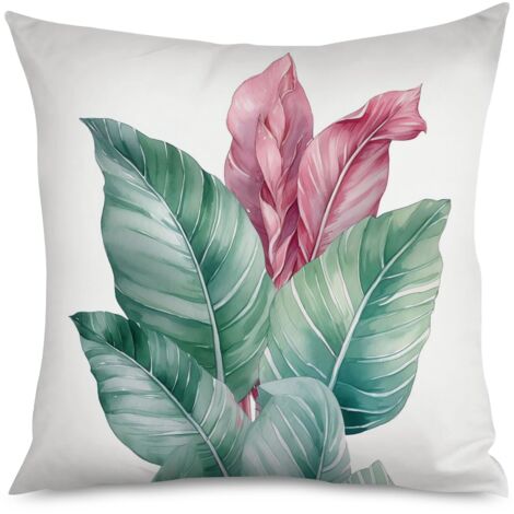 Housse de coussin, Coussin feuilles vertes, style jungle urbaine, 40x40 cm
