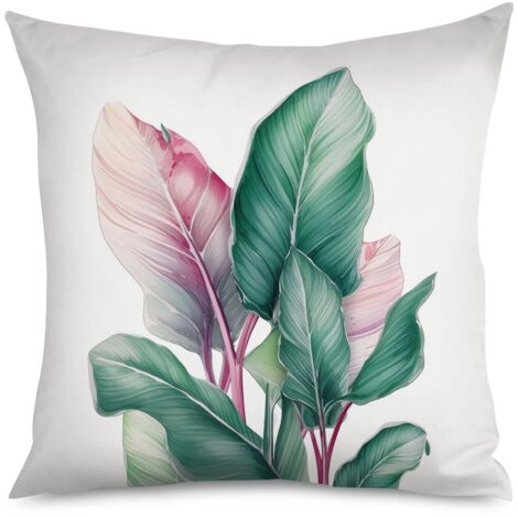 Housse de coussin, Coussin motif feuillage vert, apaisant et naturel