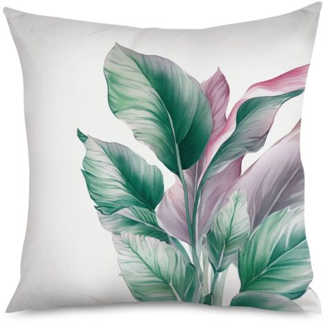 Housse de coussin, Coussin motif feuillage vert, doux et tendance