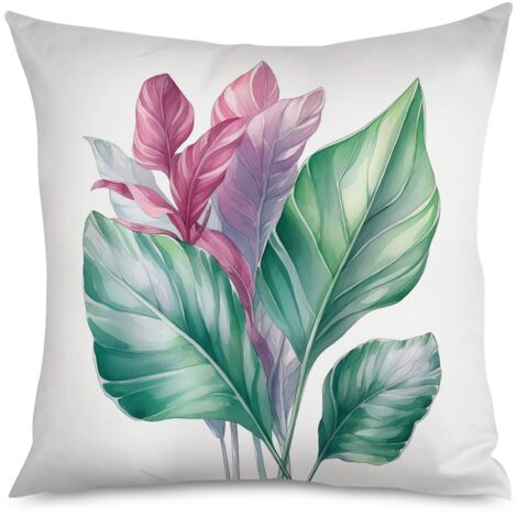 Housse de coussin, Coussin motif plantes vertes, style nature, 40x40 cm