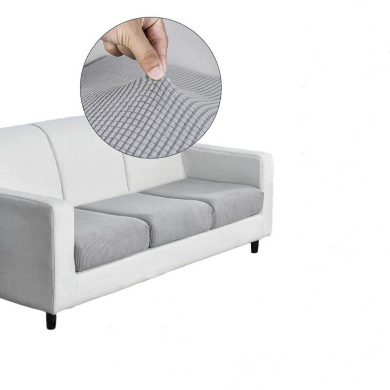 Housse de coussin d’assise pour canapé – Gris clair – Taille grande – Longueur 65–95 cm, largeur 65–90 cm