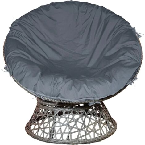 Housse de coussin d’assise ronde 50in, Étanche avec fermeture éclair, Protection pour galette de chaise avec attaches, Noir