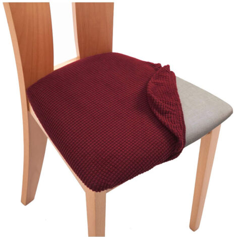 Housse de coussin de chaise de bureau à domicile, coussin de siège carré, housse anti-salissure, housse de chaise incurvée élastique, housse de tabouret, housse fendue-rouge