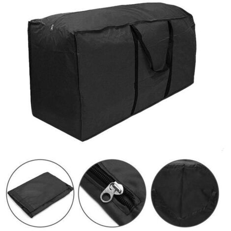 Housse de coussin de jardin en Oxford 210D - Noir - 173x76x51cm - Transport étanche