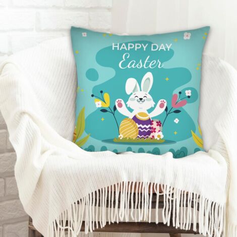 Housse de coussin de salon facile d'entretien pour canapé, lit, chaise décoratif de ferme pour Pâques