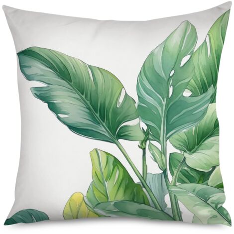 Housse de Coussin Déco Feuillage Vert, Housse Maison Chic